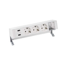 Customisable kit with 2xUSB charger, 3 schuko socket outlets and 1 empty element white S400 Top