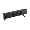 Complete kit with 2xUSB charger, 3 schuko socket outlets and plate for 2 RJ45 connectors black S400 Top