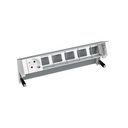 Customisable on-desk set with 1 German socket outlet and 5 empty elements aluminium Simon 400