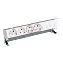 On-desk set with 2 German socket outlets, 2 UPS sockets and plate for 4 RJ45 connectors aluminium Simon 400