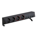 Complete set with 2 schuko socket outlets, 2 UPS sockets and plate for 4 RJ45 connectors black S400 Top