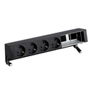Customisable set with 4 schuko socket outlets and 2 empty elements black S400 Top