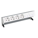 Complete table-top kit with 4 German socket outlets and plate for 4 RJ45 connectors aluminium Simon 400