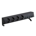 Complete kit with 4 schuko socket outlets and plate for 4 RJ45 connectors black S400 Top