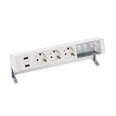 Customisable tabletop kit with 2xUSB charger, 3 schuko socket outlets and 2 empty elements white S400 Top