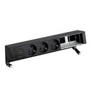 Customisable kit with 2xUSB charger, 3 schuko socket outlets and 2 empty elements black S400 Top