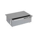 Customisable in-desk set with cover and brush, 3 German socket outlets and 1 empty element aluminium Simon 400