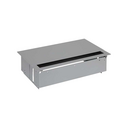 Customisable flush-mounted in the desk kit with cover and brush, 1 German socket outlet and 4 empty elements aluminium Simon 400