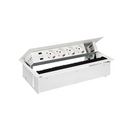 Customisable kit with cover and brush, 2xUSB charger, 4 schuko socket outlets and 1 empty element white S400 Indesk