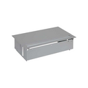 Complete flush-mounted in the desk kit with cover, metal fin, 2 German socket outlets, 2 UPS socket outlets, plate for 2 RJ45 connectors aluminium Simon 400