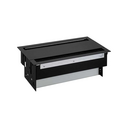 Customisable kit with dual opening cover and brushes, 10 schuko socket outlets and 2 empty elements black S400 Indesk Duo