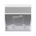 Angled voice and data plate with dust cover 1 element for 1 RJ45 aluminium Simon 500 Cima