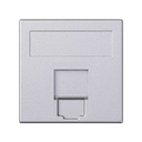 Flat voice and data plate with dust cover 1 element for 1 RJ45 compatible with other manufacturers aluminium Simon 500 Cima