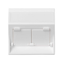 Angled voice and data plate with dust cover 1 element for 2 RJ45 white Simon 500 Cima