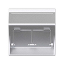 Angled voice and data plate with dust cover 1 element for 2 RJ45 aluminium Simon 500 Cima