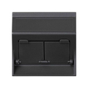 Angled voice and data plate with dust cover 1 element for 2 RJ45 graphite Simon 500 Cima