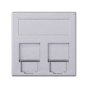 Flat voice and data plate with dust cover 1 element for 2 RJ45 compatible with other manufacturers aluminium Simon 500 Cima