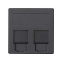 Flat voice and data plate with dust cover 1 element for 2 RJ45 compatible other manufacturers graphite Simon 500 Cima