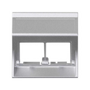 Angled voice and data plate without dust cover 1 element for 2 RJ45 aluminium Simon 500 Cima