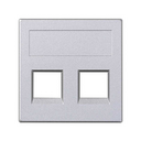 Plaque plate voix et données sans cache anti-poussière 1 élément pour 2 connecteurs RJ45 compatible avec d'autres fabricants aluminium Simon 500 Cima