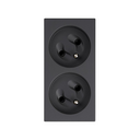 Prise double 2P+T 16A 250V ~ avec dispositif de sécurité et système de connexion de terminale à vis graphite Simon 500 Cima