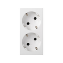 German double socket outlet 16A 250V~ with safety device and screw terminal connection system white Simon 500 Cima