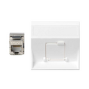 Angled voice and data plate with dust cover for 1 element with 1 RJ45 category 6A FTP white Simon 500 Cima