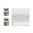 Angled voice and data plate with dust cover for 1 element with 2 RJ45 category 6A FTP white Simon 500 Cima