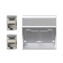 Plaque inclinée voix et données avec cache anti-poussière pour 1 élément avec 2 connecteurs RJ45 catégorie 6A FTP aluminium Simon 500