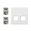 Plaque plate voix et données sans cache anti-poussière pour 1 élément avec 2 connecteurs RJ45 catégorie 6A FTP blanche Simon 500 Cima