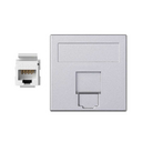 Flat voice and data plate with dust cover for 1 element with 1 RJ45 category 6 UTP aluminium Simon 500 Cima