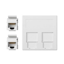 Flat voice and data plate with dust cover for 1 element with 2 RJ45 category 6 UTP white Simon 500 Cima