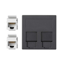 Plaque plate voix et données avec cache anti-poussière pour 1 élément avec 2 connecteurs RJ45 catégorie 6 UTP graphite Simon 500