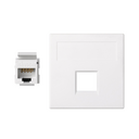 Flat voice and data plate without dust cover for 1 element with 1 RJ45 category 6 UTP white Simon 500 Cima