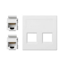 Flat voice and data plate without dust cover for 1 element with 2 RJ45 category 6 UTP white Simon 500 Cima