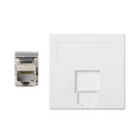 Flat voice and data plate with dust cover for 1 element with 1 RJ45 category 6 FTP white Simon 500 Cima