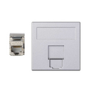 Plaque plate voix et données avec cache anti-poussière pour 1 élément avec 1 connecteur RJ45 catégorie 6 FTP aluminium Simon 500