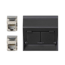 Angled voice and data plate with dust cover for 1 element with 2 RJ45 category 6 FTP graphite Simon 500 Cima
