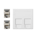 Placa de voz y datos plana con guardapolvo de 1 elemento con 2 RJ45 categoría 6 FTP blanco Simon 500 Cima