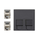 Flat voice and data plate with dust cover for 1 element with 2 RJ45 category 6 FTP graphite Simon 500 Cima