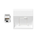 Placa de voz y datos inclinada con guardapolvo de 1 elemento con 1 RJ45 categoría 5e UTP blanco Simon 500 Cima