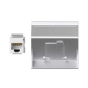 Angled voice and data plate with dust cover for 1 element with 1 category 5e UTP RJ45 aluminium Simon 500 Cima
