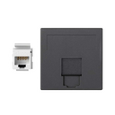 Plaque plate voix et données avec cache anti-poussière pour 1 élément avec 1 connecteur RJ45 catégorie 5e UTP graphite Simon 500