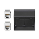 Plaque inclinée voix et données avec cache anti-poussière pour 1 élément avec 2 connecteurs RJ45 catégorie 5e UTP graphite Simon 500