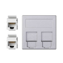 Plaque voix et données avec cache anti-poussière pour 1 élément avec 2 RJ45 catégorie 5e UTP aluminium Simon 500 Cima