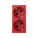 German double socket outlet 16A 250V~ with safety device, LED and 1Click® terminal connection system red Simon 500 Cima