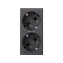 German double socket outlet 16A 250V~ with safety device, LED and 1Click® terminal connection system graphite Simon 500 Cima
