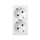 German double socket outlet 16A 250V~ with safety device, LED and screw terminal connection white Simon 500 Cima