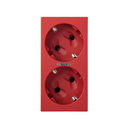 Base de enchufe schuko doble 16 A 250V~ con dispositivo de seguridad, led y embornamiento a tornillo rojo Simon 500 Cima