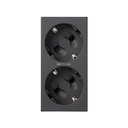 German double socket outlet 16A 250V~ with safety device, LED and screw terminal connection graphite Simon 500 Cima